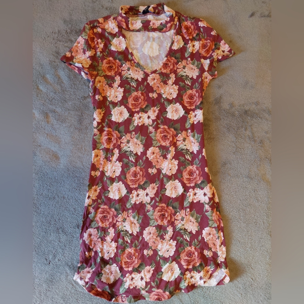 Maroon floral choker dress